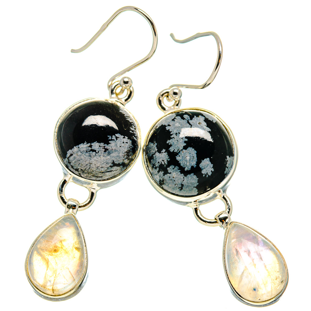 Snowflake Obsidian Earrings handcrafted by Anasilvercos - EARR416677