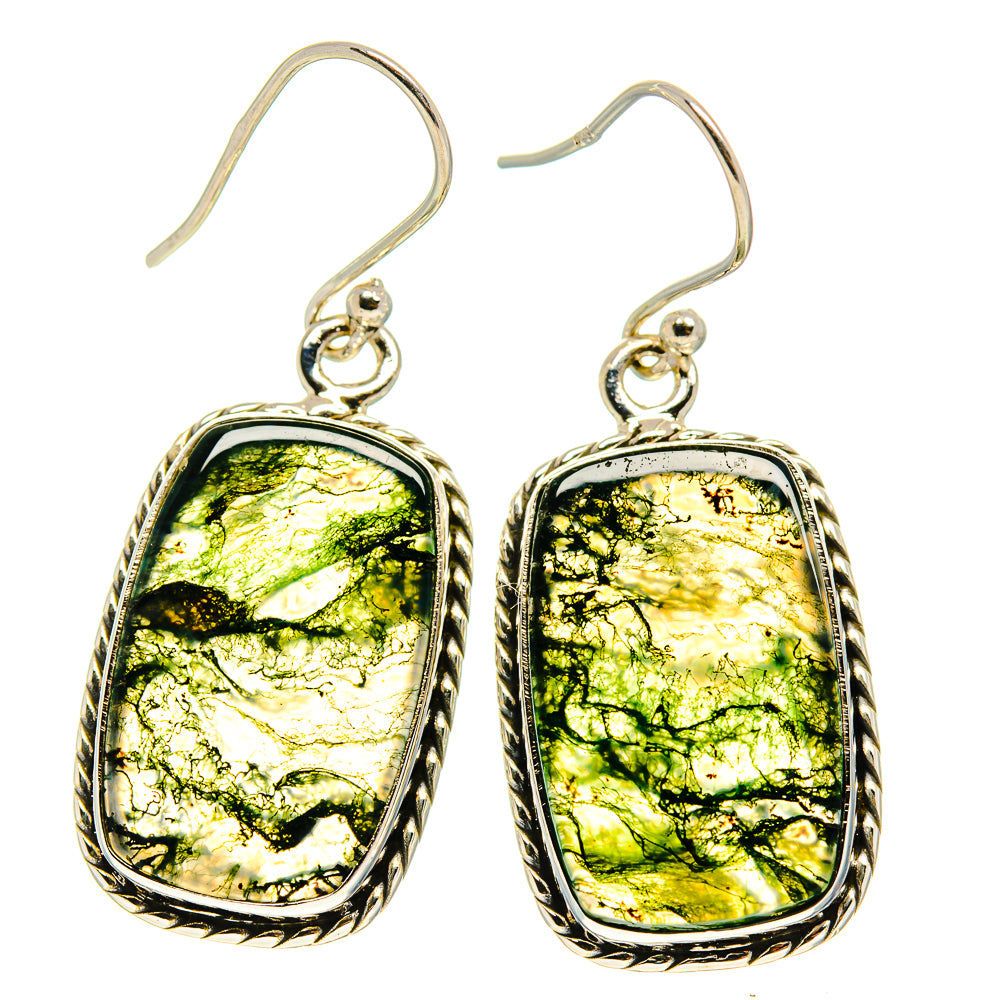 Green Moss Agate Earrings handcrafted by Anasilvercos - EARR416693