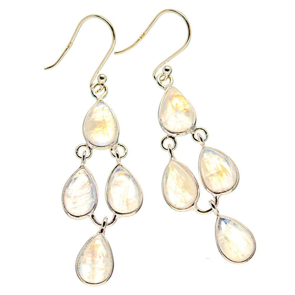 Rainbow Moonstone Earrings handcrafted by Anasilvercos - EARR416694