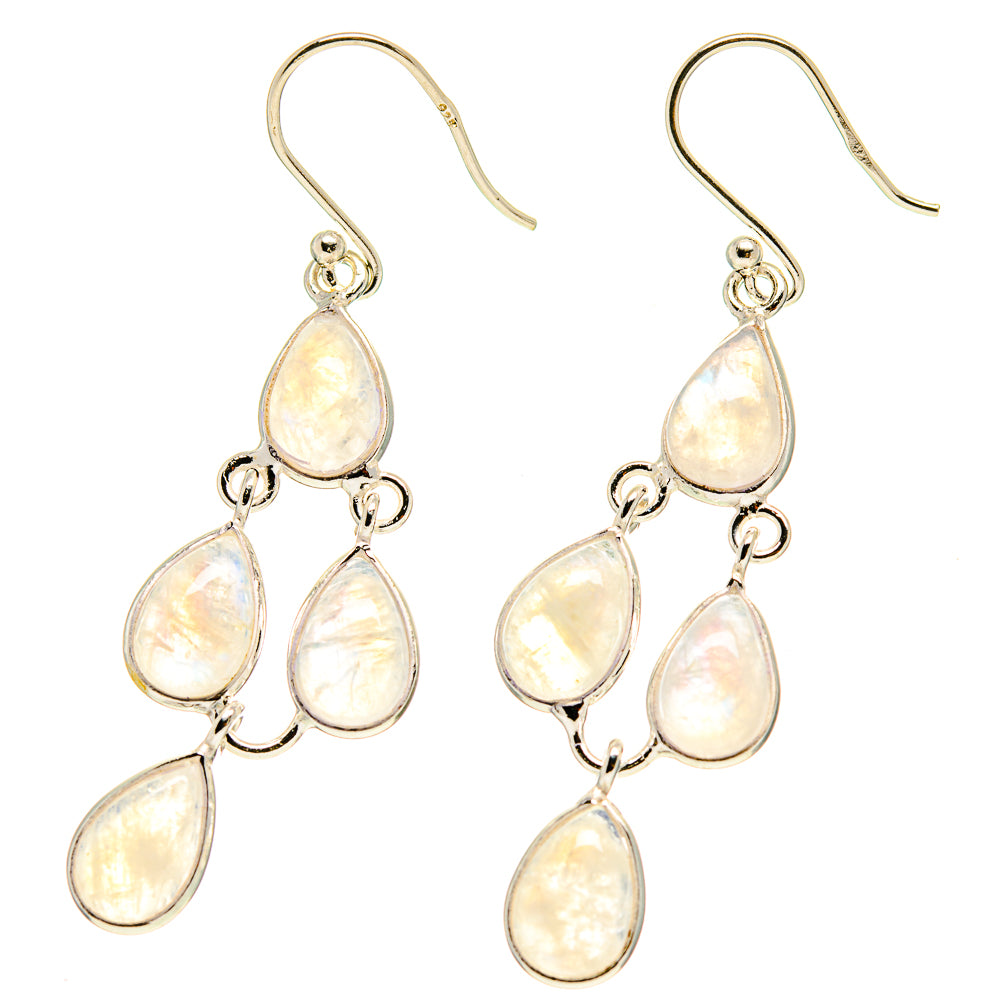 Rainbow Moonstone Earrings handcrafted by Anasilvercos - EARR416735