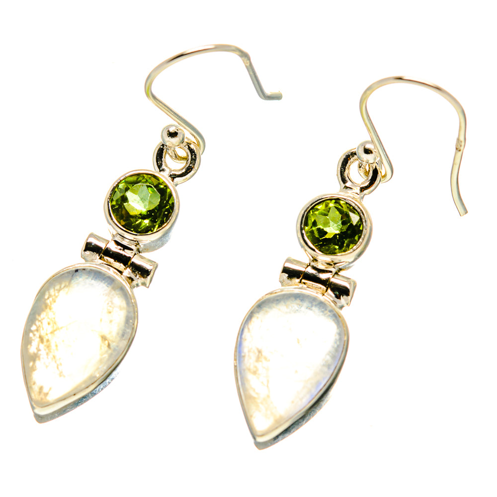 Rainbow Moonstone, Peridot Earrings handcrafted by Anasilvercos - EARR416833