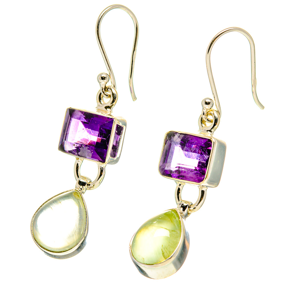 Prehnite, Amethyst Earrings handcrafted by Anasilvercos - EARR416847