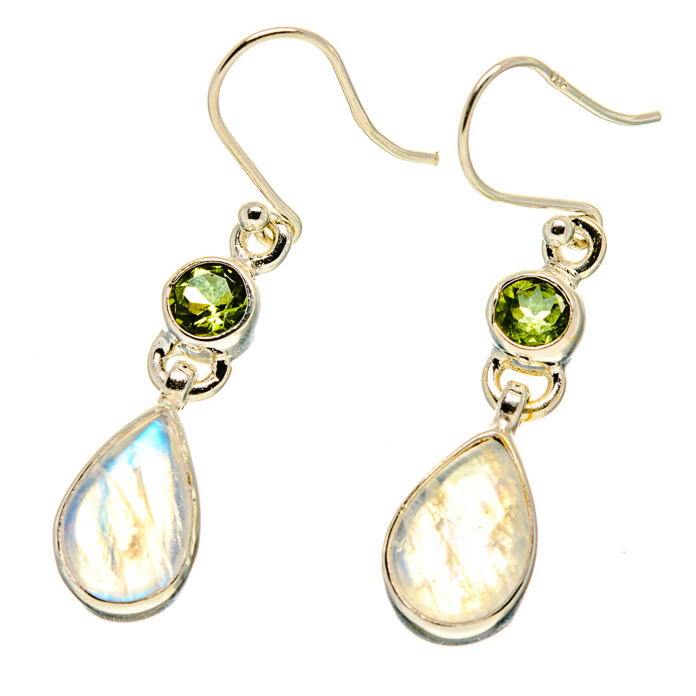 Rainbow Moonstone, Peridot Earrings handcrafted by Anasilvercos - EARR416850