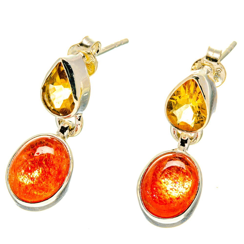Sunstone, Citrine Earrings handcrafted by Anasilvercos - EARR416856