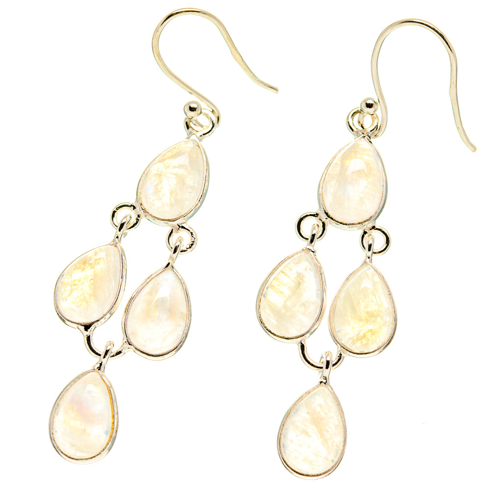 Rainbow Moonstone Earrings handcrafted by Anasilvercos - EARR416876