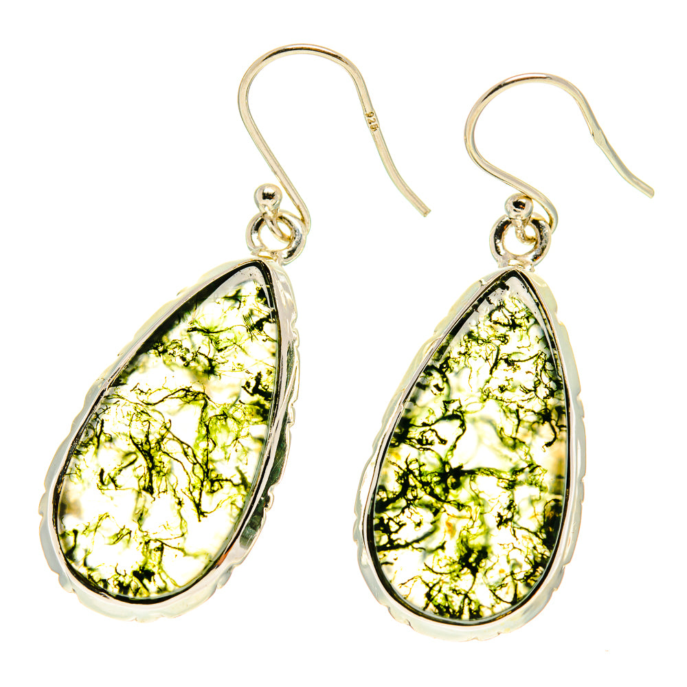 Green Moss Agate Earrings handcrafted by Anasilvercos - EARR416879