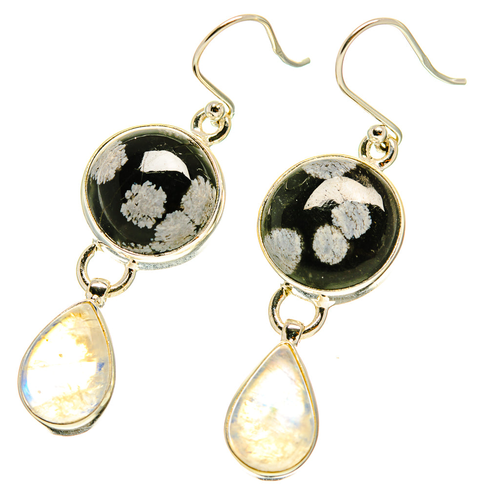Snowflake Obsidian Earrings handcrafted by Anasilvercos - EARR416943