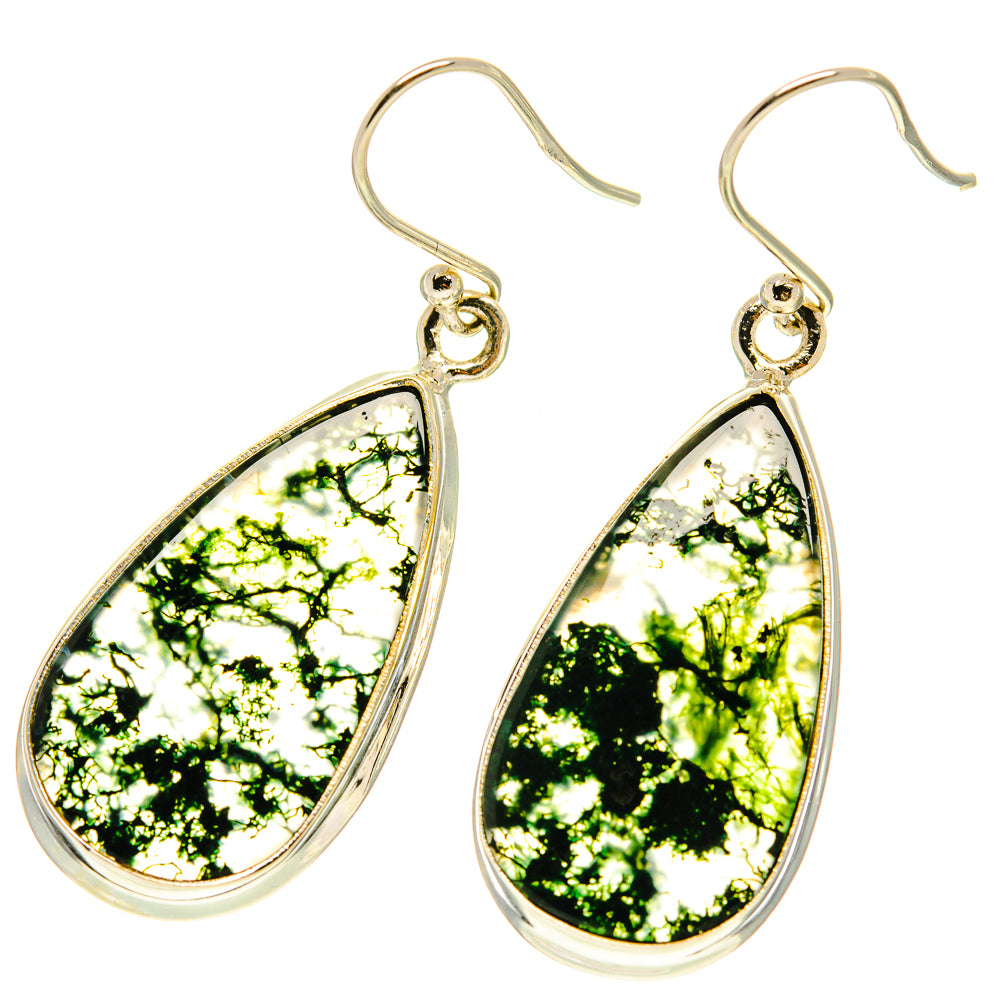 Green Moss Agate Earrings handcrafted by Anasilvercos - EARR416999