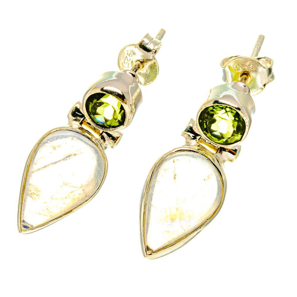 Rainbow Moonstone Earrings handcrafted by Anasilvercos - EARR417007