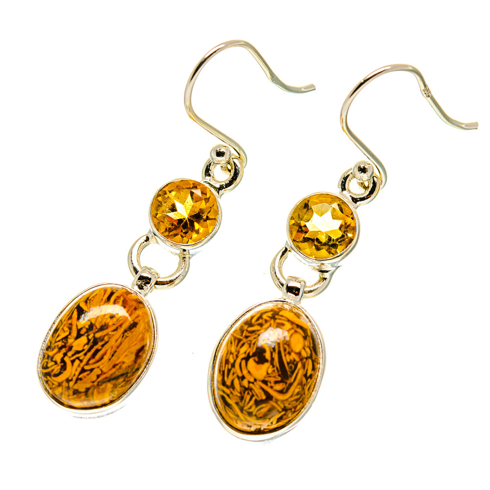Palm Wood Jasper Earrings handcrafted by Anasilvercos - EARR417087