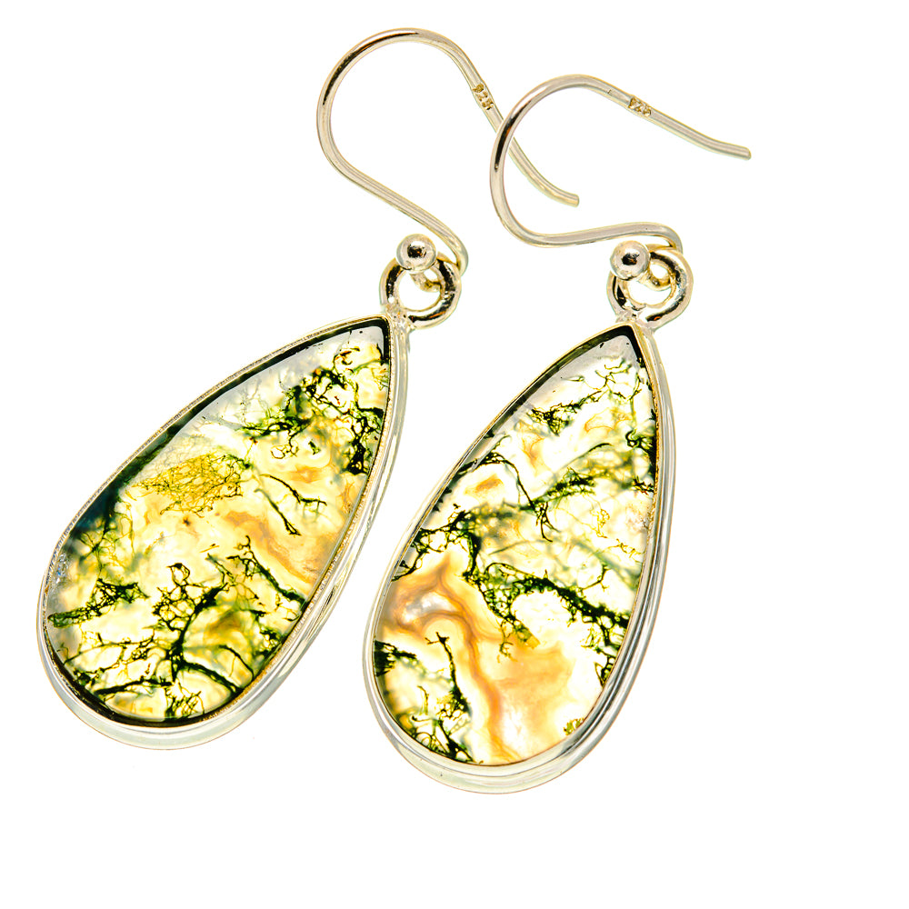 Green Moss Agate Earrings handcrafted by Anasilvercos - EARR417088