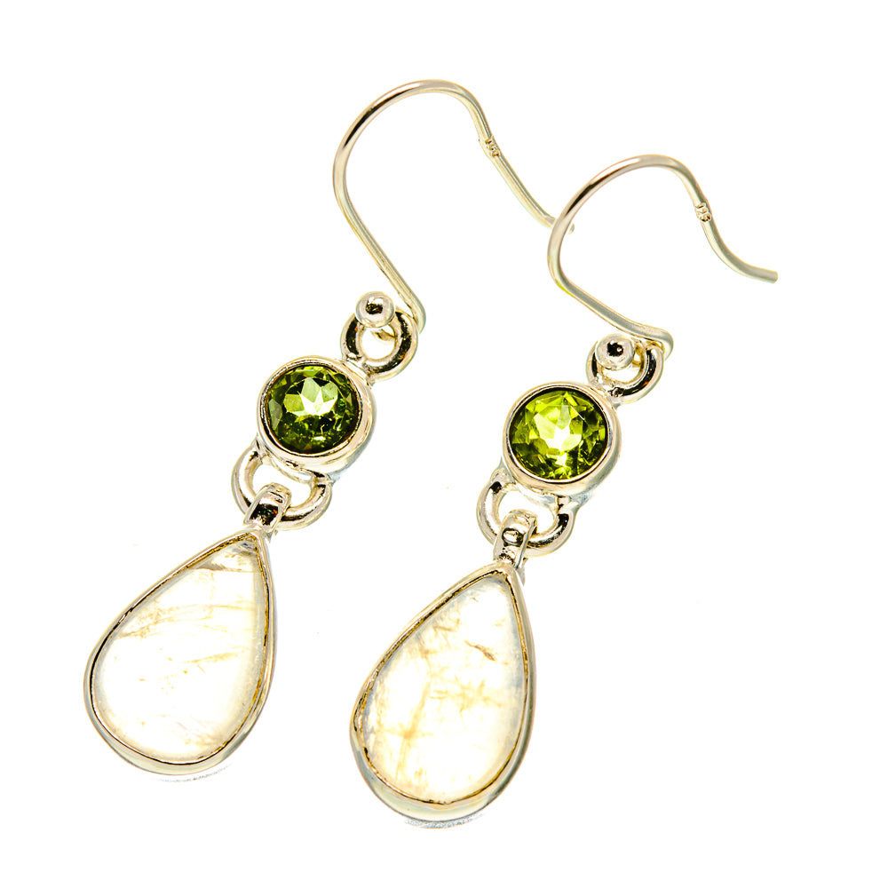 Rainbow Moonstone Earrings handcrafted by Anasilvercos - EARR417109