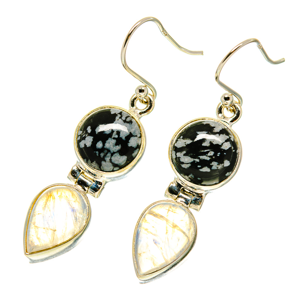 Snowflake Obsidian Earrings handcrafted by Anasilvercos - EARR417131