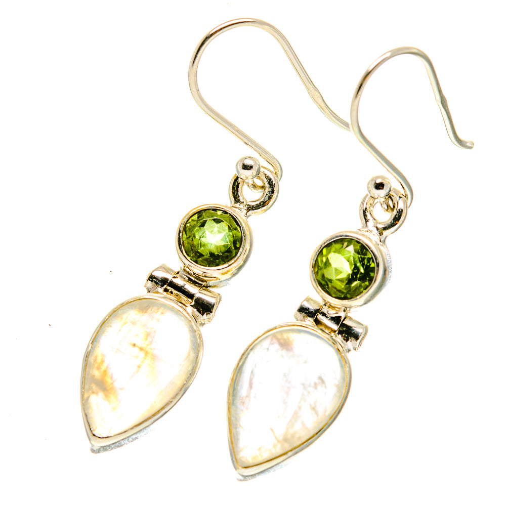 Rainbow Moonstone Earrings handcrafted by Anasilvercos - EARR417173