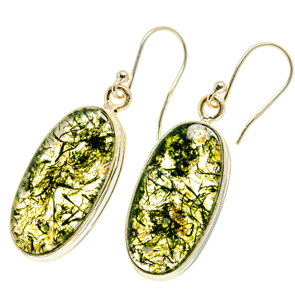 Green Moss Agate Earrings handcrafted by Anasilvercos - EARR417237