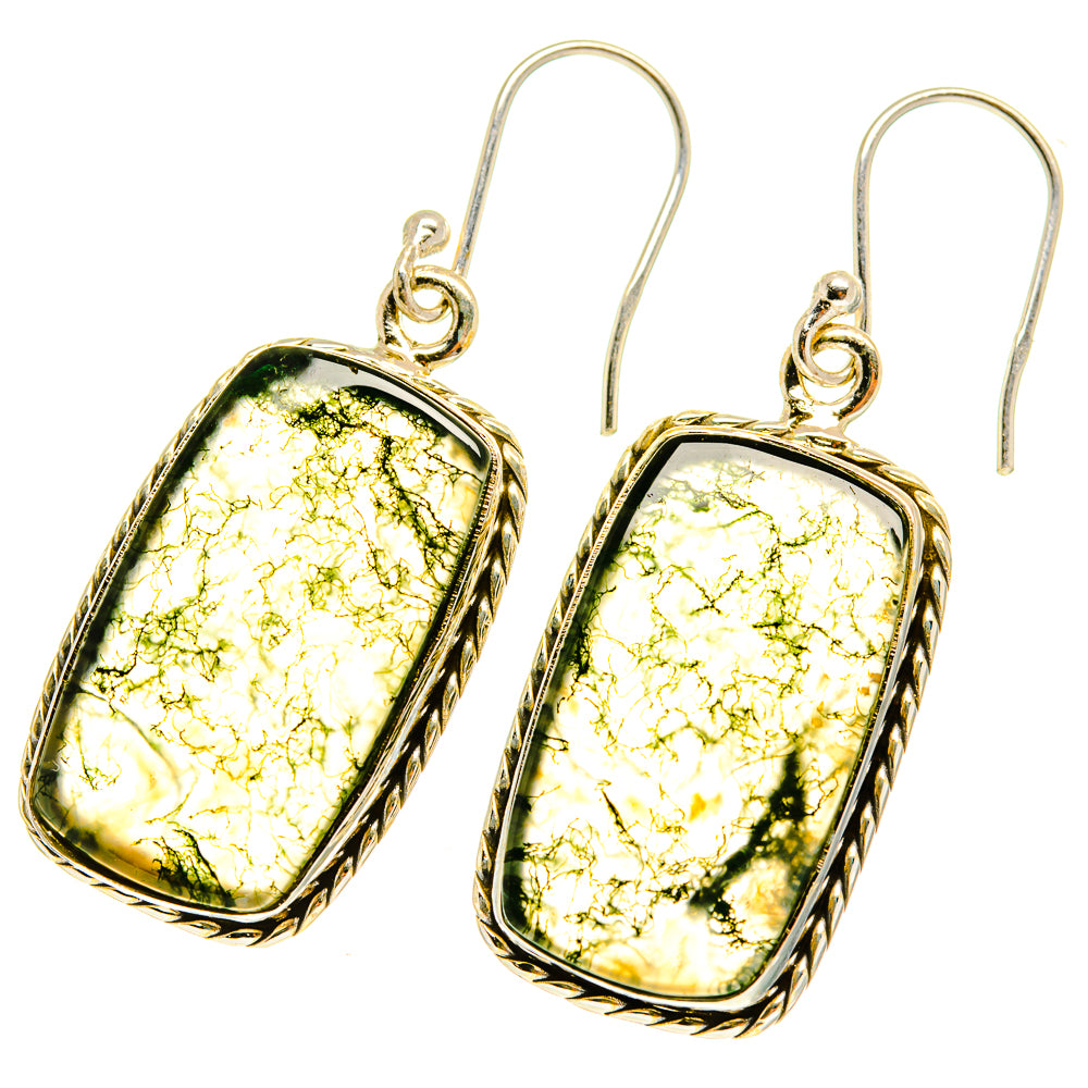 Green Moss Agate Earrings handcrafted by Anasilvercos - EARR417241