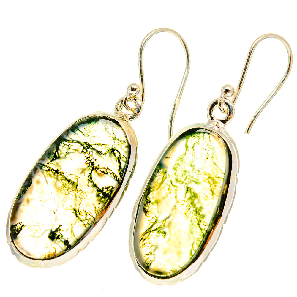 Green Moss Agate Earrings handcrafted by Anasilvercos - EARR417245