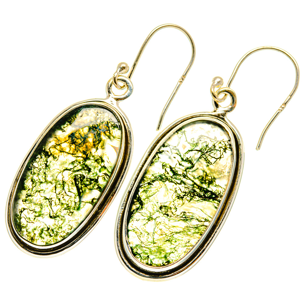Green Moss Agate Earrings handcrafted by Anasilvercos - EARR417290