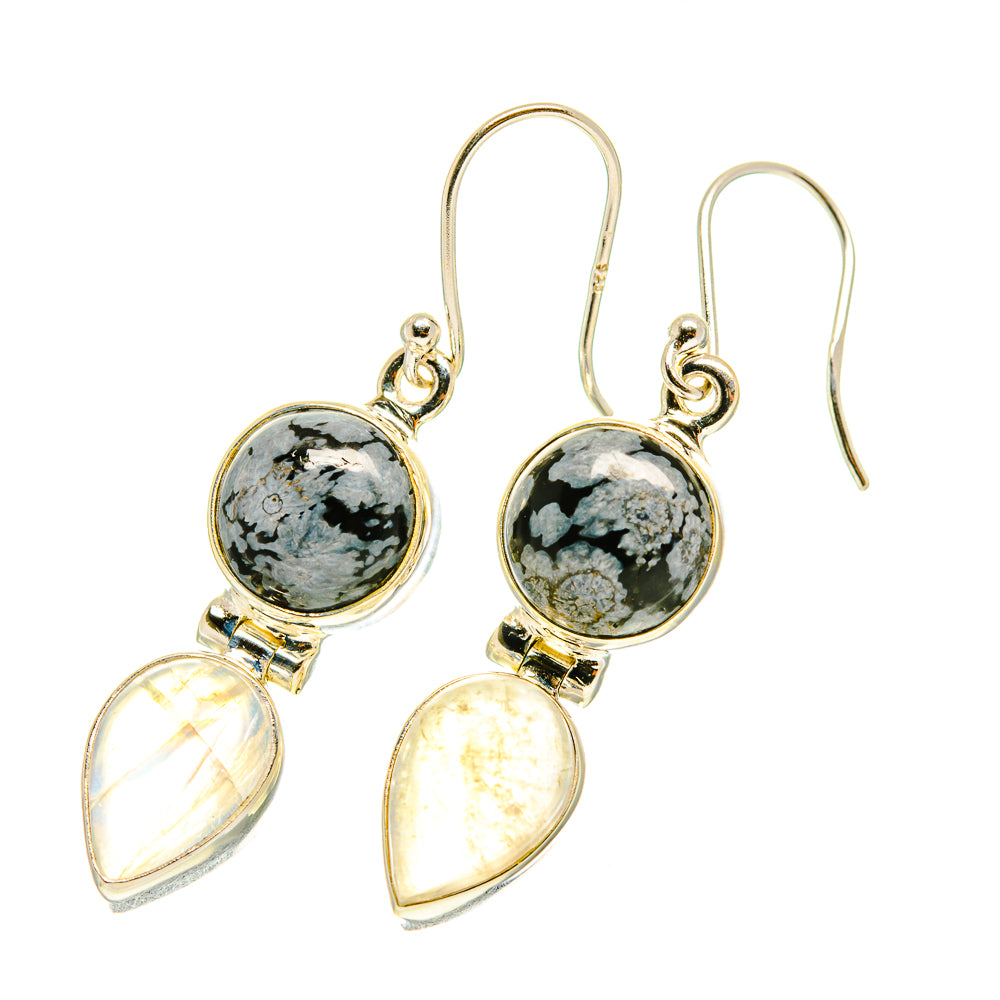 Snowflake Obsidian Earrings handcrafted by Anasilvercos - EARR417295