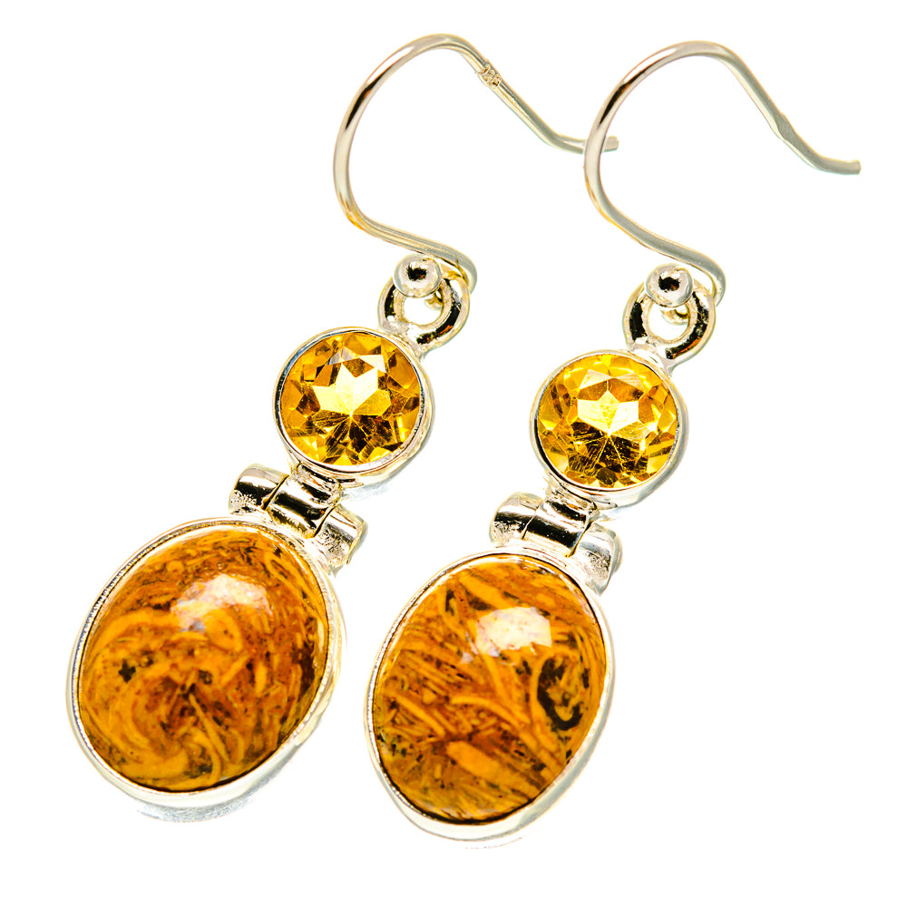Palm Wood Jasper Earrings handcrafted by Anasilvercos - EARR417315