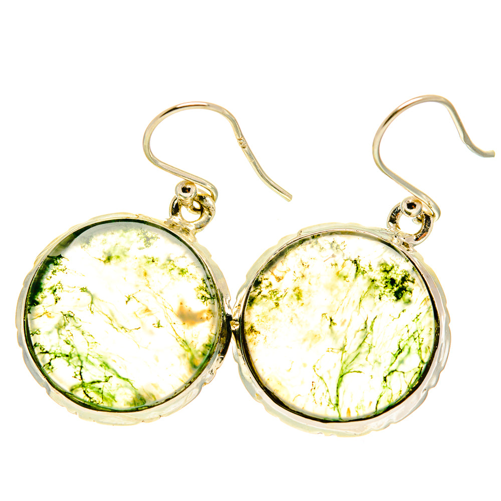 Green Moss Agate Earrings handcrafted by Anasilvercos - EARR417357