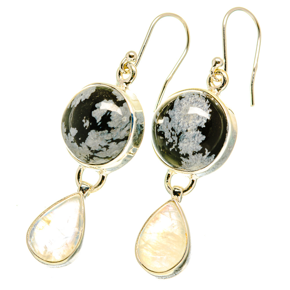 Snowflake Obsidian Earrings handcrafted by Anasilvercos - EARR417359