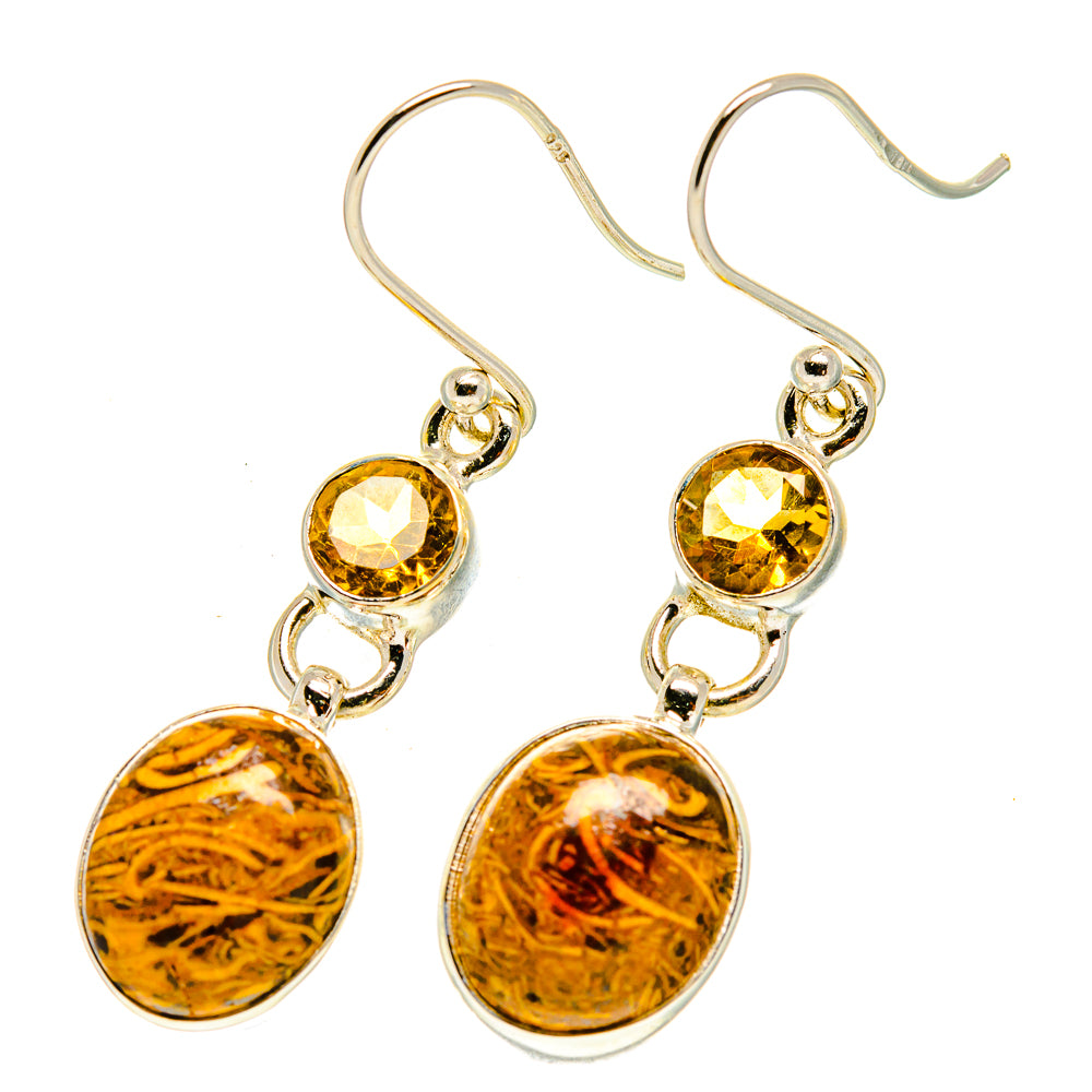 Palm Wood Jasper Earrings handcrafted by Anasilvercos - EARR417374