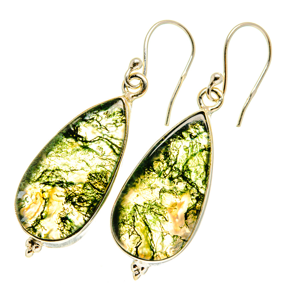 Green Moss Agate Earrings handcrafted by Anasilvercos - EARR417376