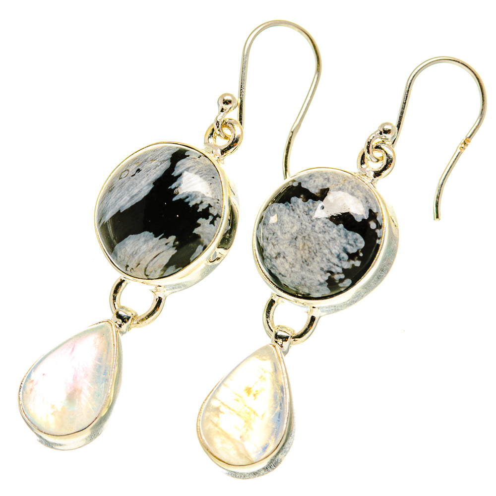 Snowflake Obsidian Earrings handcrafted by Anasilvercos - EARR417379