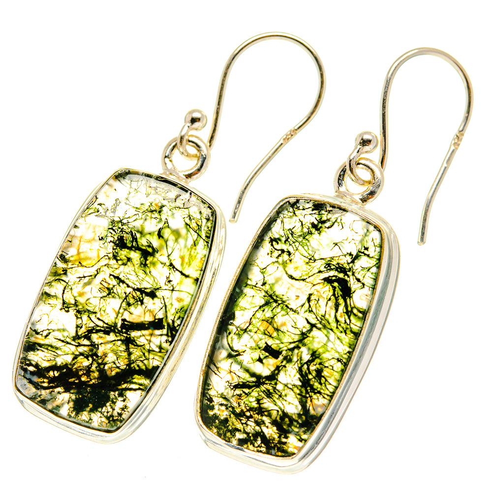 Green Moss Agate Earrings handcrafted by Anasilvercos - EARR417390