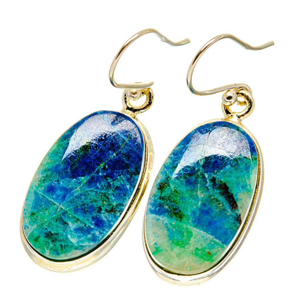 Chrysocolla In Quartz Earrings handcrafted by Anasilvercos - EARR417413