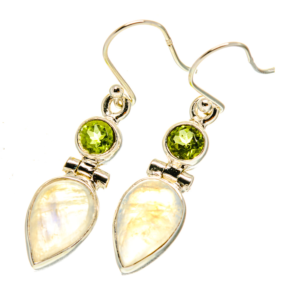 Rainbow Moonstone Earrings handcrafted by Anasilvercos - EARR417424