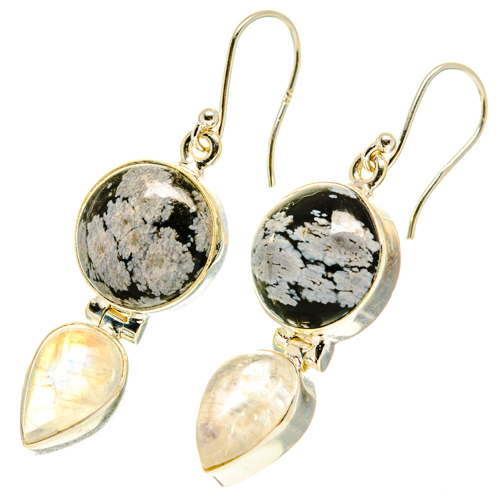Snowflake Obsidian Earrings handcrafted by Anasilvercos - EARR417434