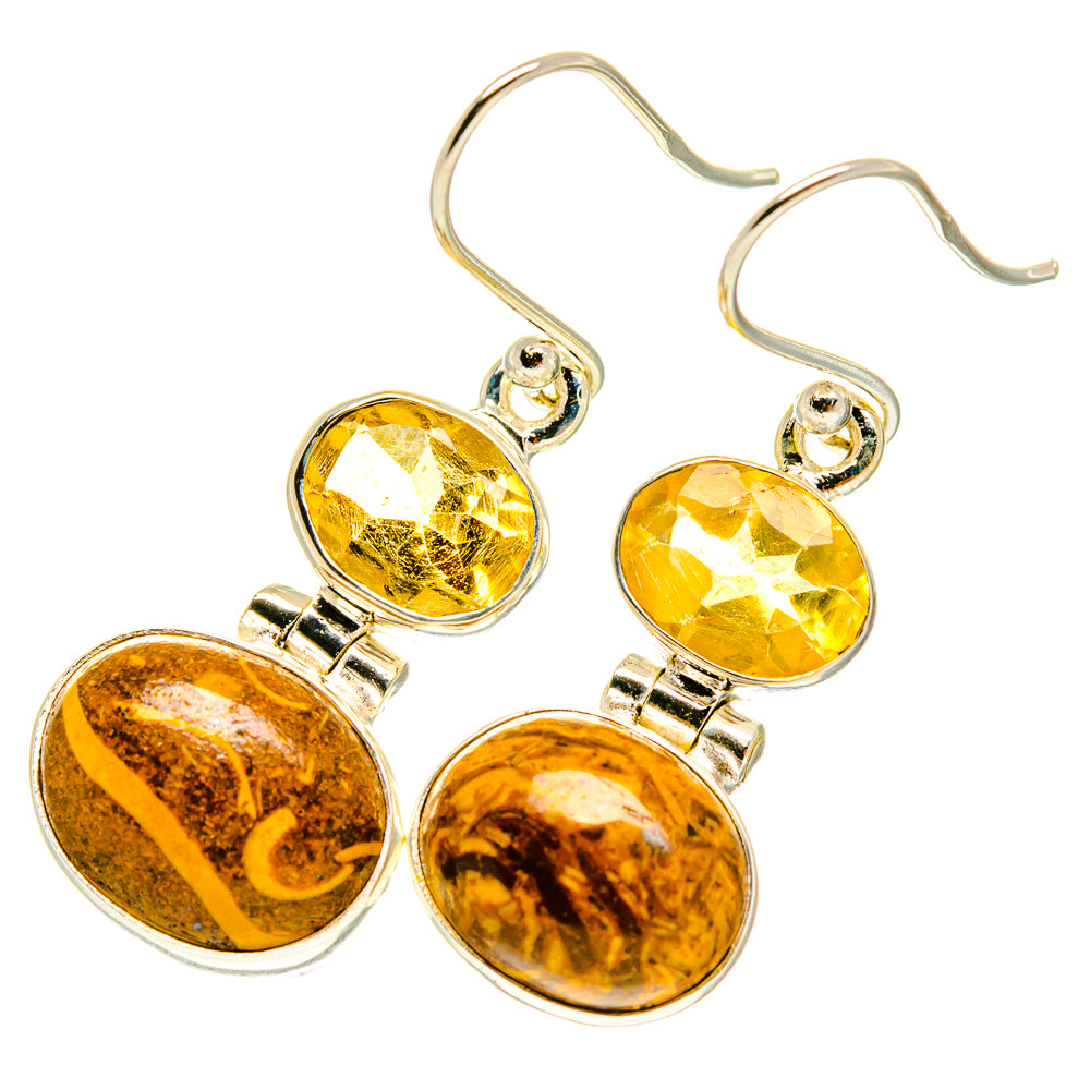 Palm Wood Jasper Earrings handcrafted by Anasilvercos - EARR417438