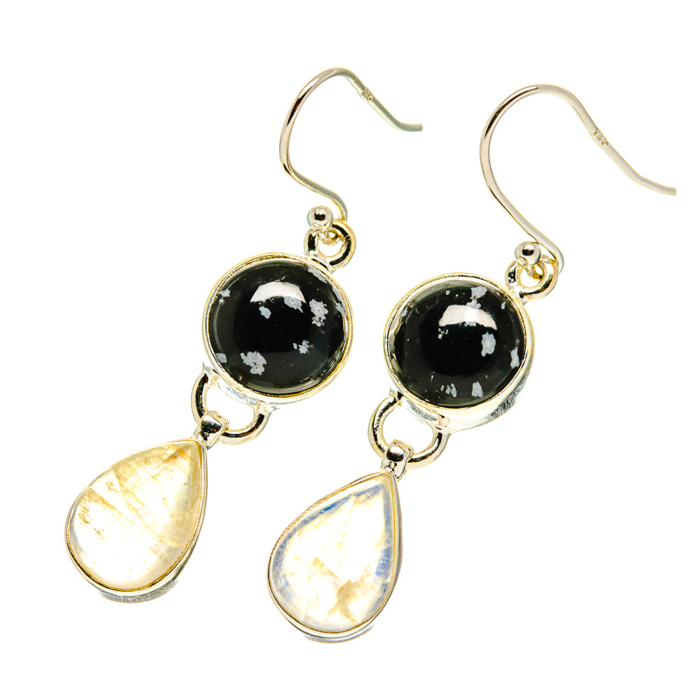 Snowflake Obsidian Earrings handcrafted by Anasilvercos - EARR417465