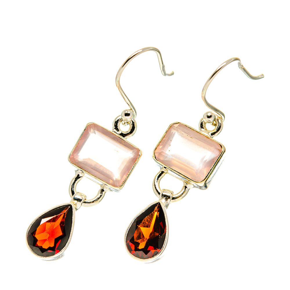 Rose Quartz Earrings handcrafted by Anasilvercos - EARR417475
