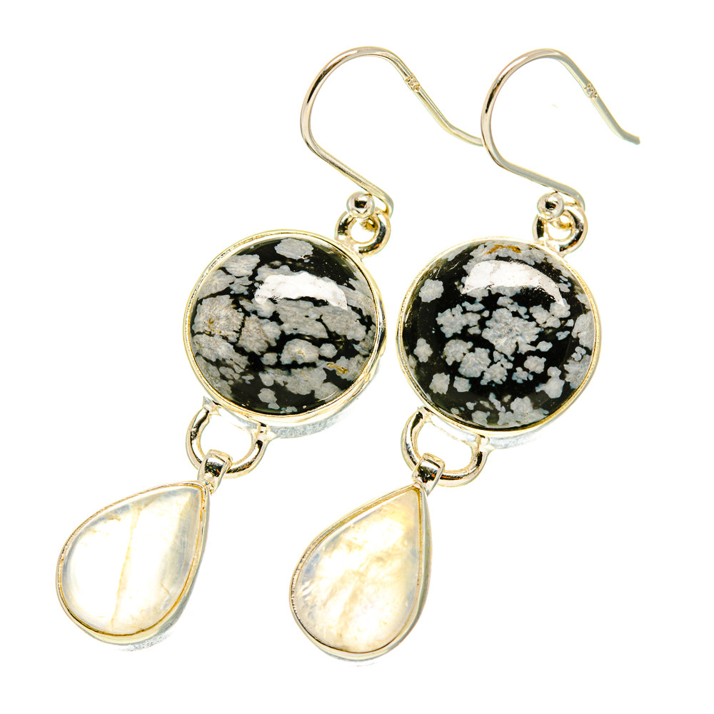 Snowflake Obsidian Earrings handcrafted by Anasilvercos - EARR417479