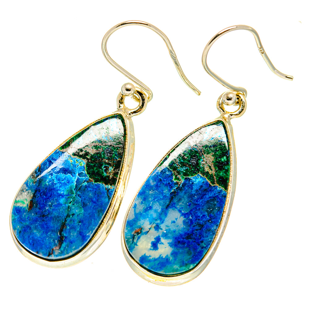 Chrysocolla In Quartz Earrings handcrafted by Anasilvercos - EARR417485