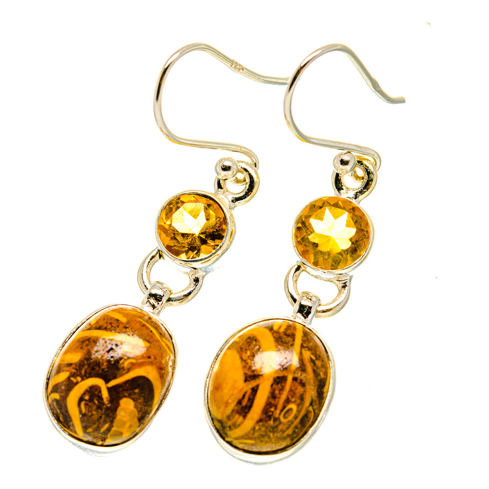 Palm Wood Jasper Earrings handcrafted by Anasilvercos - EARR417492