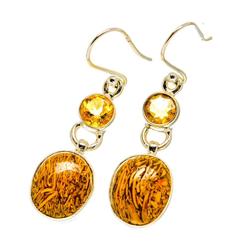 Palm Wood Jasper Earrings handcrafted by Anasilvercos - EARR417509