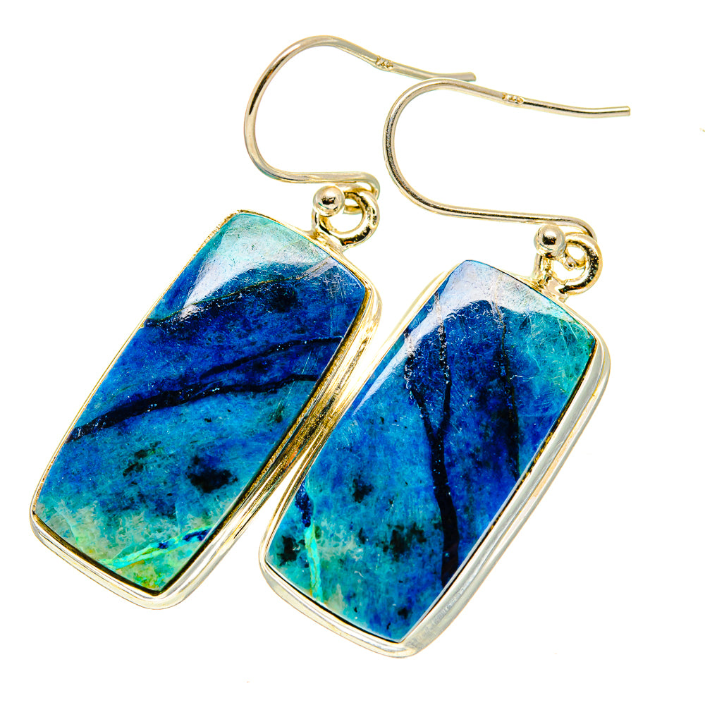 Chrysocolla In Quartz Earrings handcrafted by Anasilvercos - EARR417519