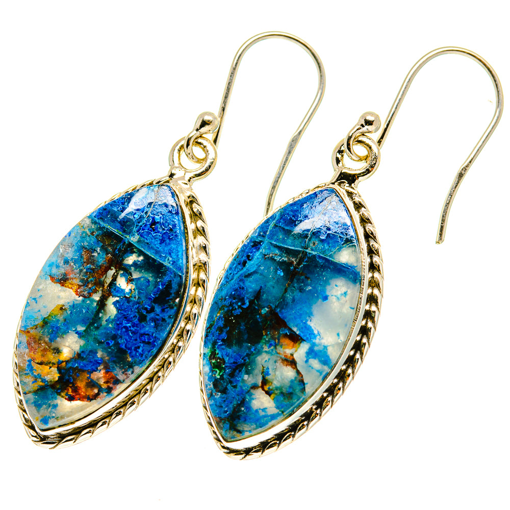 Chrysocolla In Quartz Earrings handcrafted by Anasilvercos - EARR417521