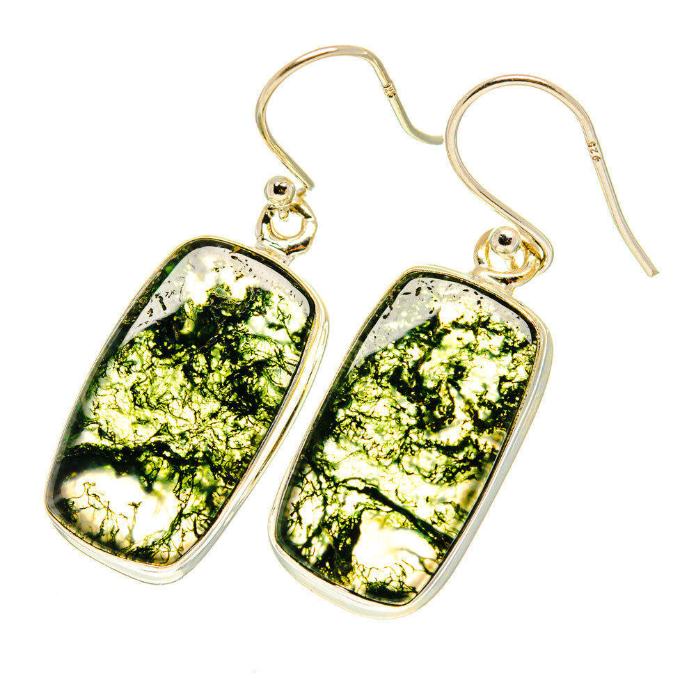 Green Moss Agate Earrings handcrafted by Anasilvercos - EARR417527