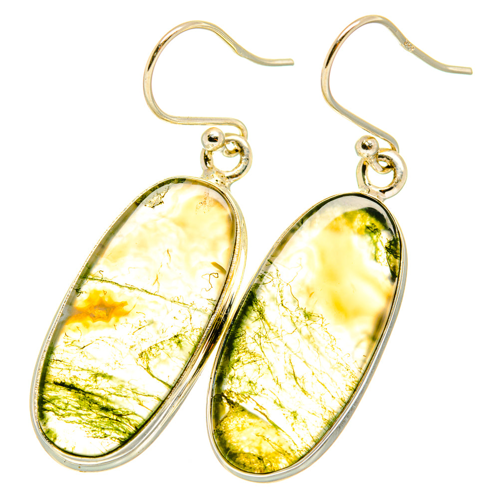 Green Moss Agate Earrings handcrafted by Anasilvercos - EARR417597