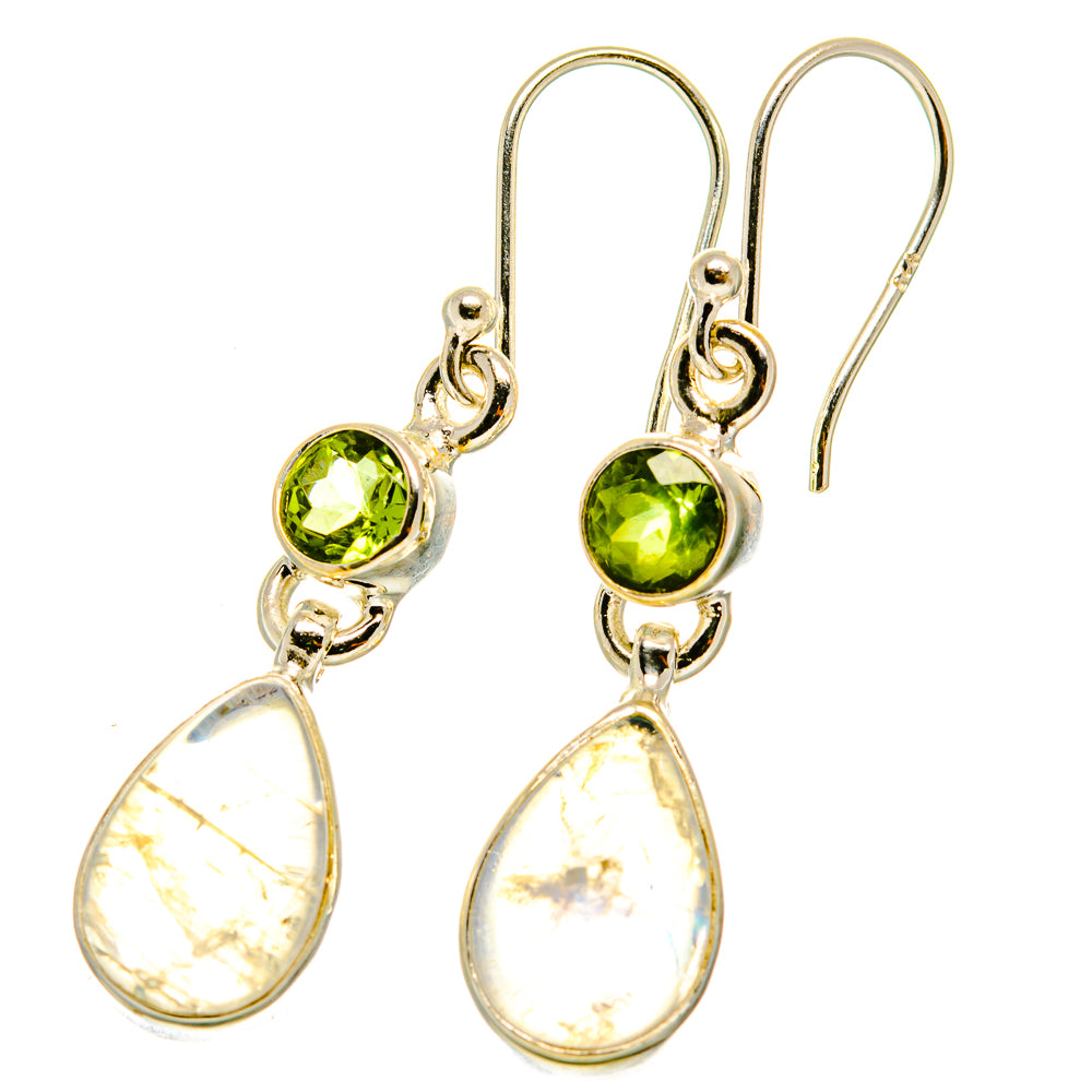 Rainbow Moonstone Earrings handcrafted by Anasilvercos - EARR417619