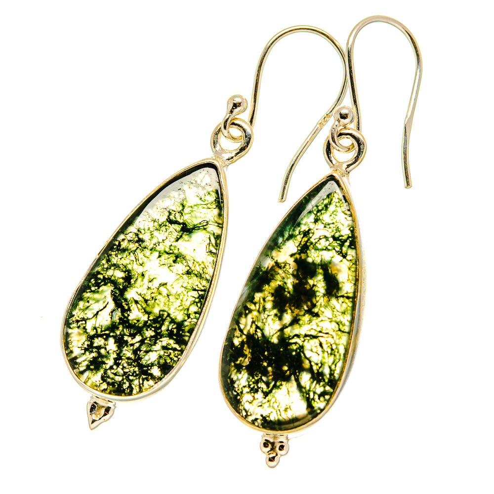 Green Moss Agate Earrings handcrafted by Anasilvercos - EARR417640