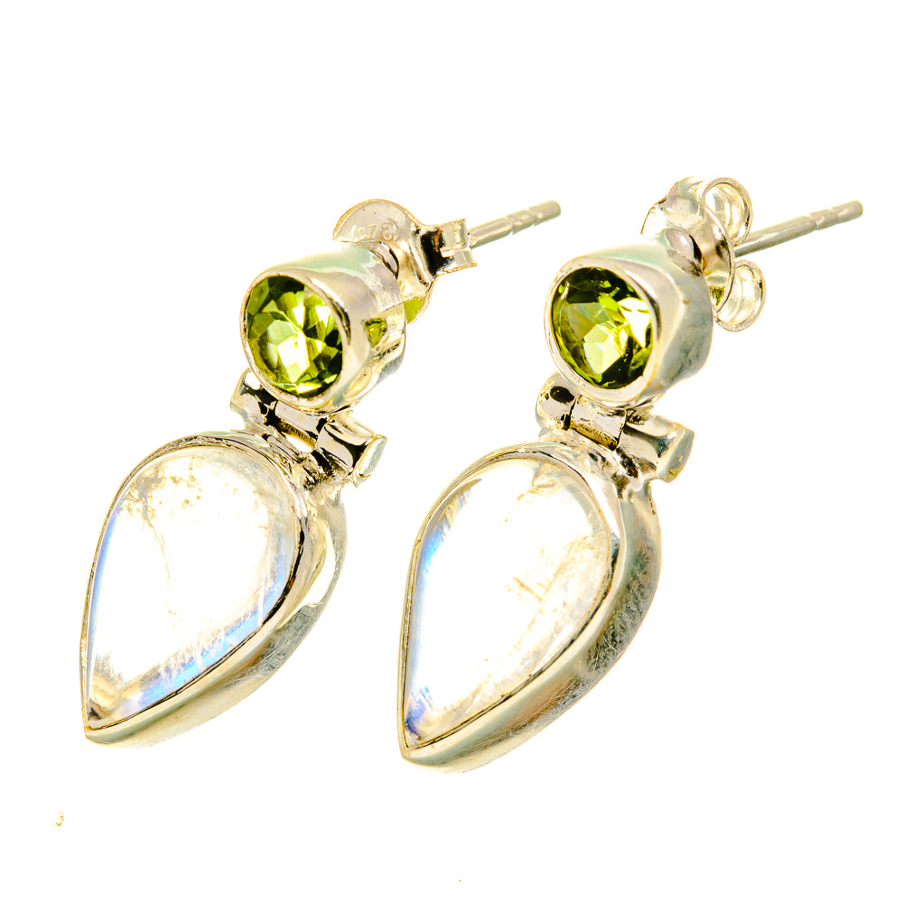 Rainbow Moonstone Earrings handcrafted by Anasilvercos - EARR417657