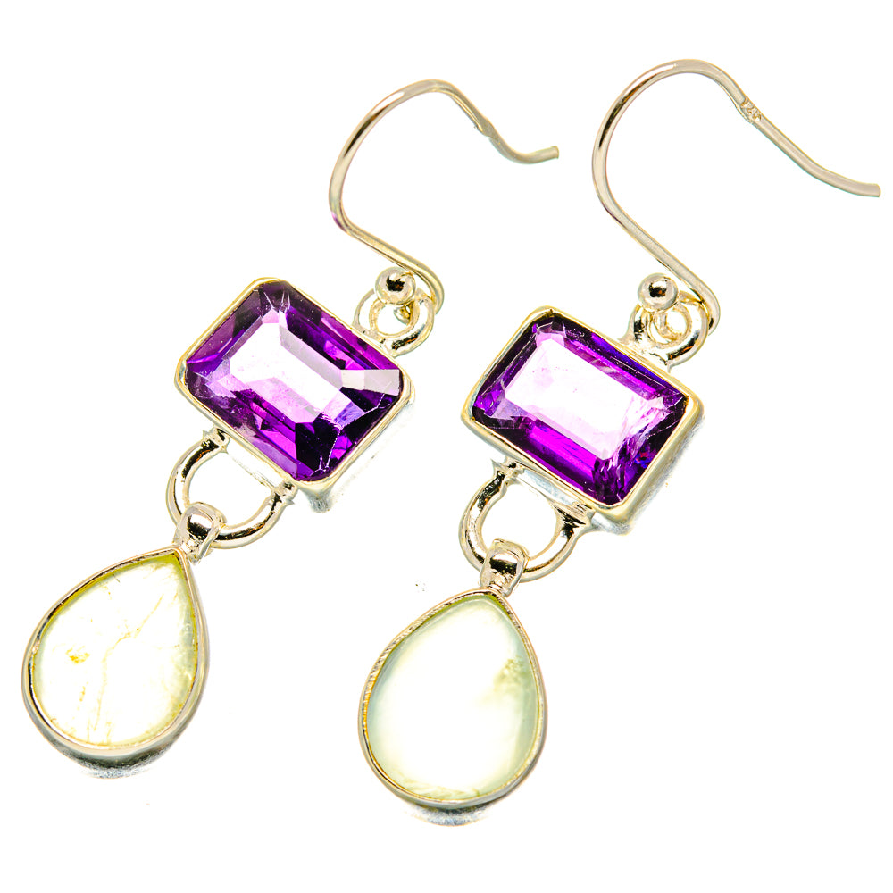 Amethyst, Prehnite Earrings handcrafted by Anasilvercos - EARR417679