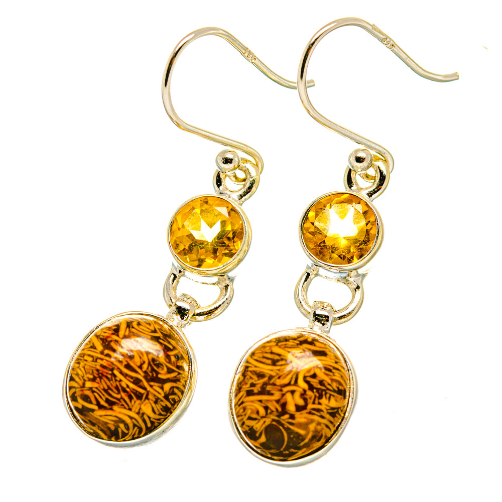 Coquina Jasper, Citrine Earrings handcrafted by Anasilvercos - EARR417684