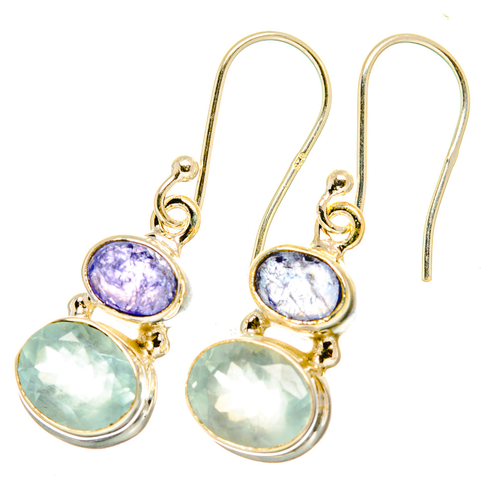 Aqua Chalcedony, Tanzanite Earrings handcrafted by Anasilvercos - EARR417690